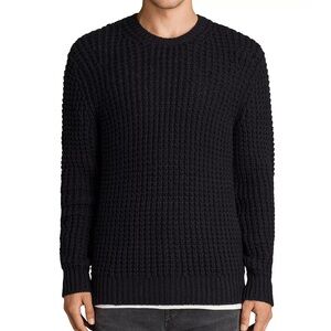 AllSaints men’s black cotton knit REN sweater - S